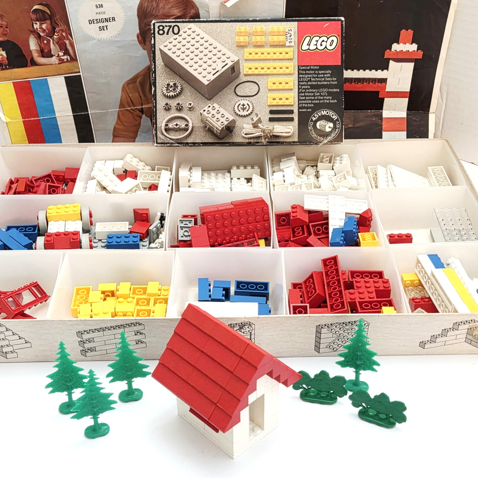 Vintage LEGO Samsonite & Technic 536 870 Building Sets Boxes Inserts 1960s 70s