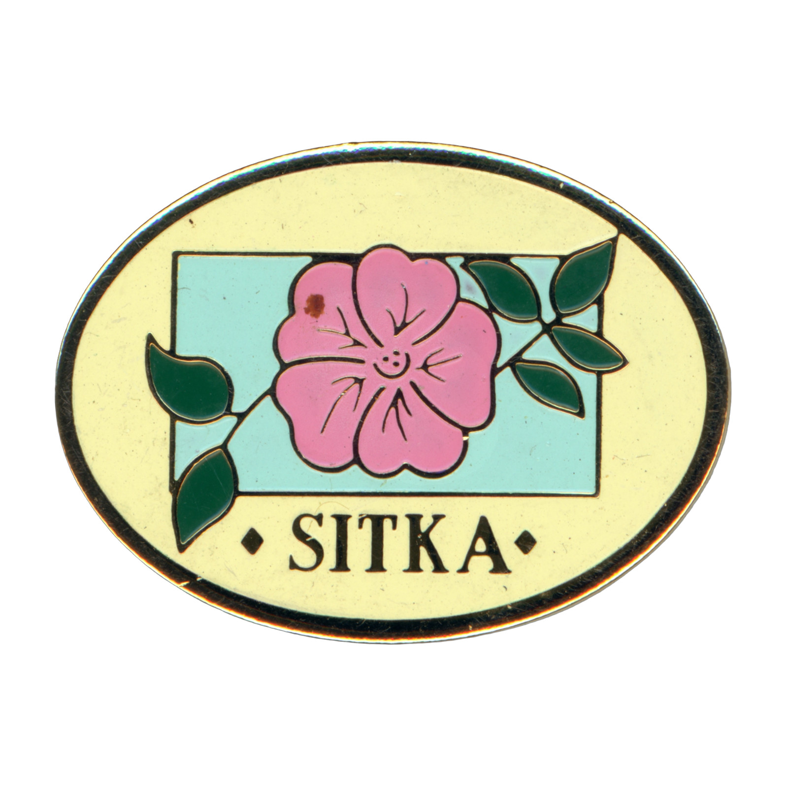 Sitka Alaska Pink Flower Vintage Lapel Pin