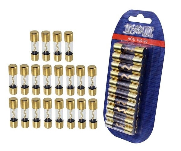 Absolute USA AGU100-20 20 AGU Gold Standard Glass Fuses 100 Amp 12 Volts Car