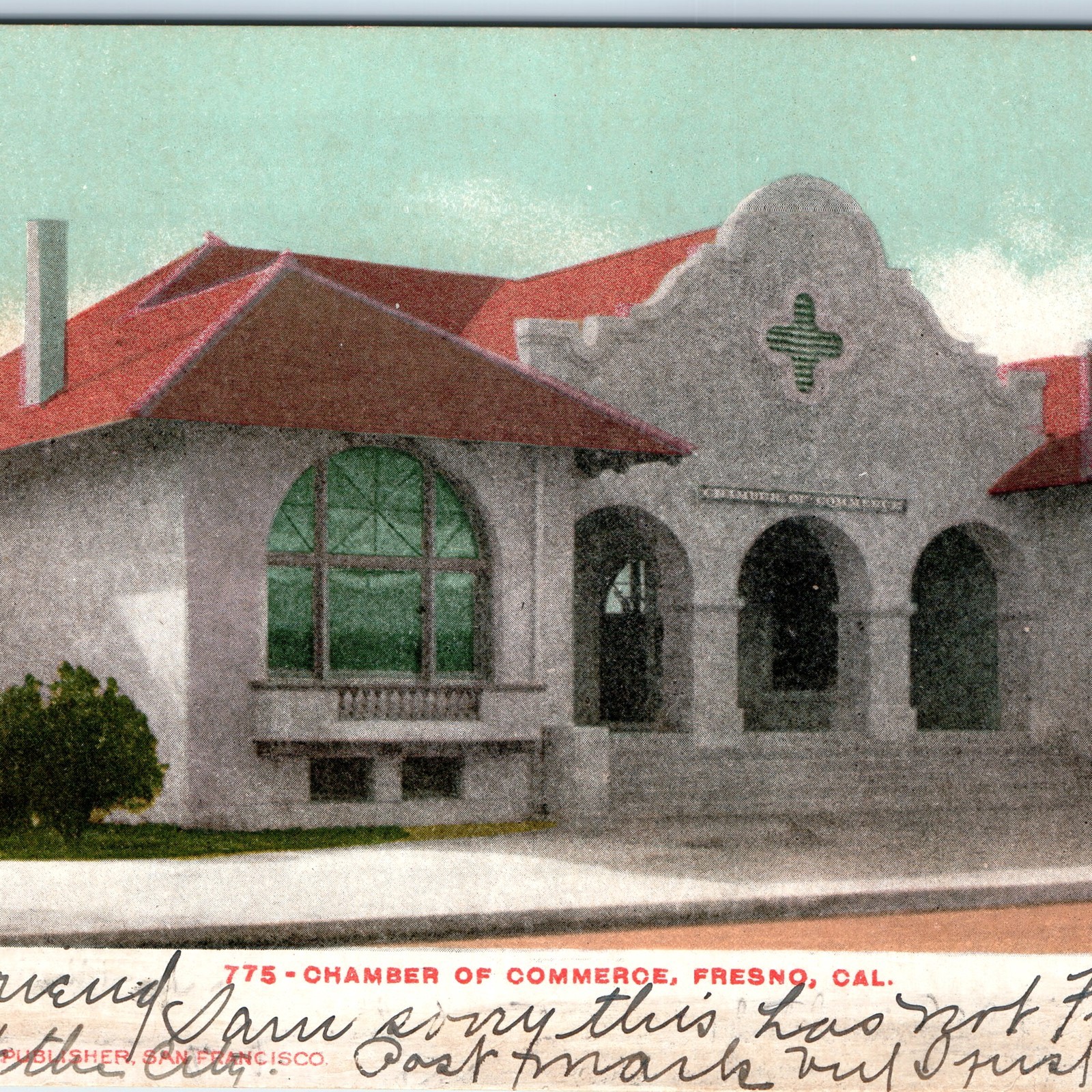 c1900s Fresno, CA Chamber of Commerce Postcard Mitchell Spanish Colonial Bldg