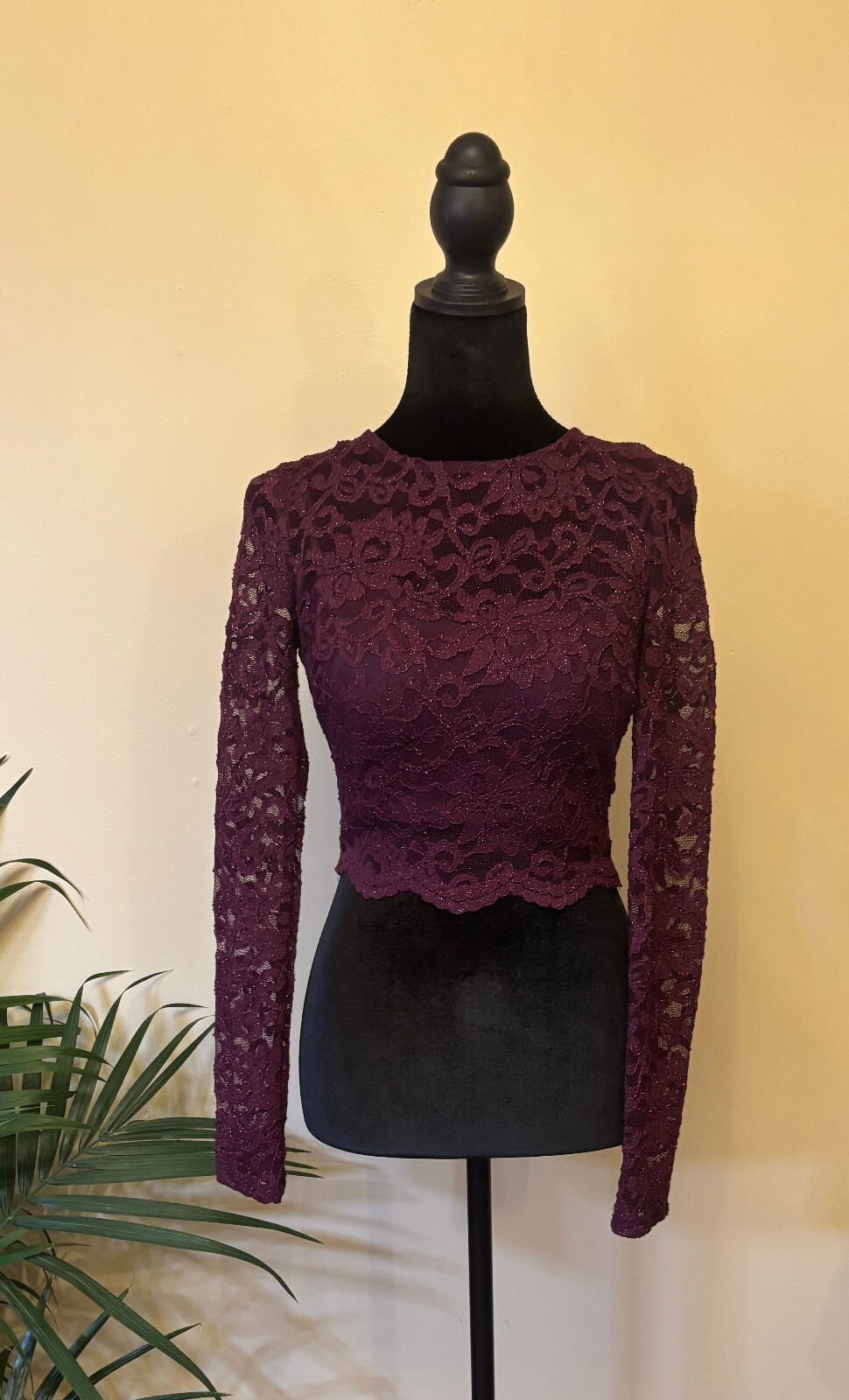 City Triangles Women\'s Lace Crop Top Burgundy Romantic Feminine Coquette Size 1 City Triangles Women\'s Lace Crop Top Burgundy Romantic Feminine Coquette Size 1