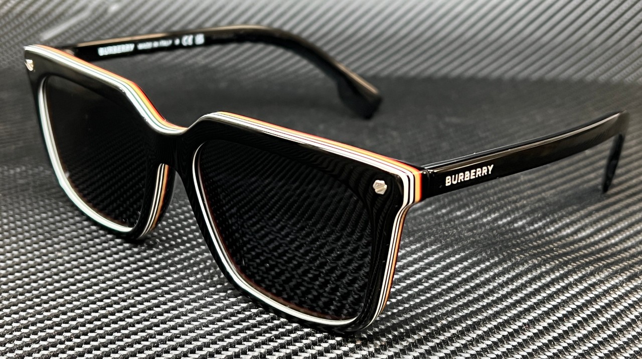 BURBERRY BE4337F 379887 Black Grey Men\'s 56 mm Sunglasses
