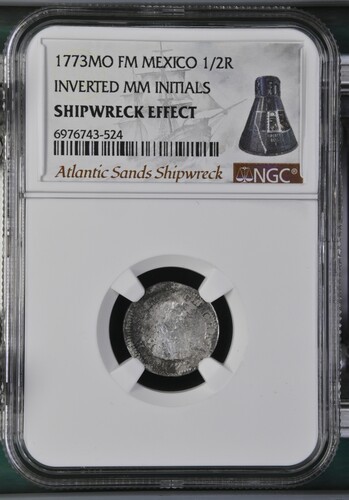 1773 MO FM MEXICO INVERTED MM INITIALS 1/2 REAL Shipwreck Atlantic Sands NGC