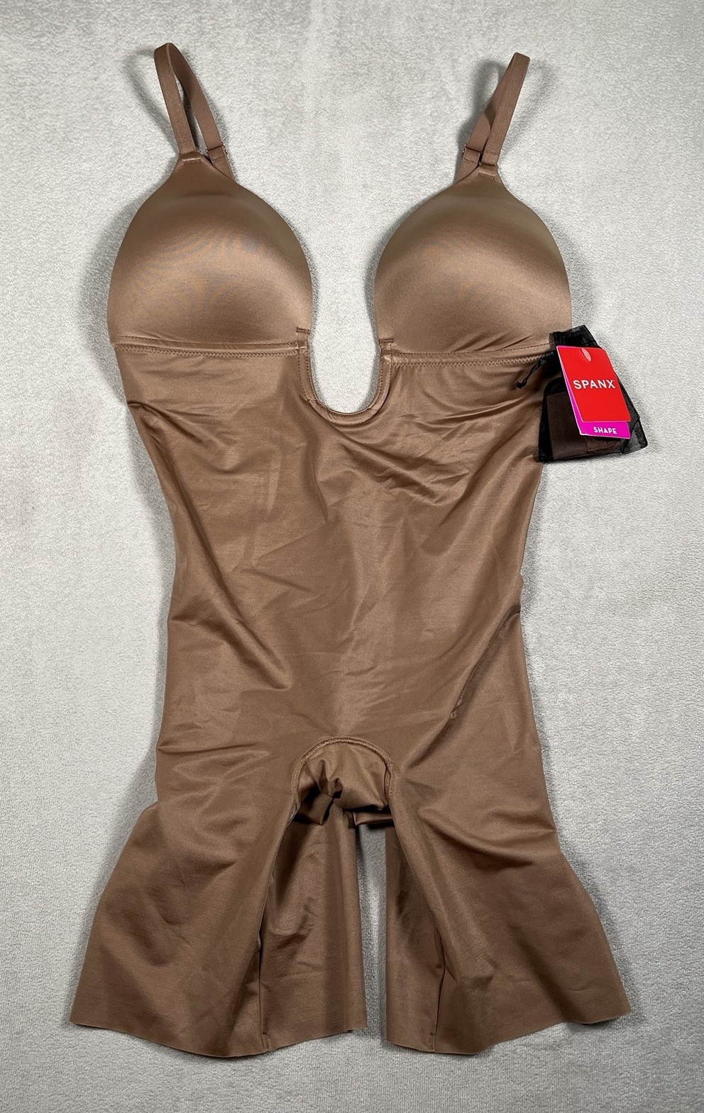 SPANX Suit Your Fancy Plunge Low-Back Bodysuit Women\'s M Cafe Au Lait 10157R NWT