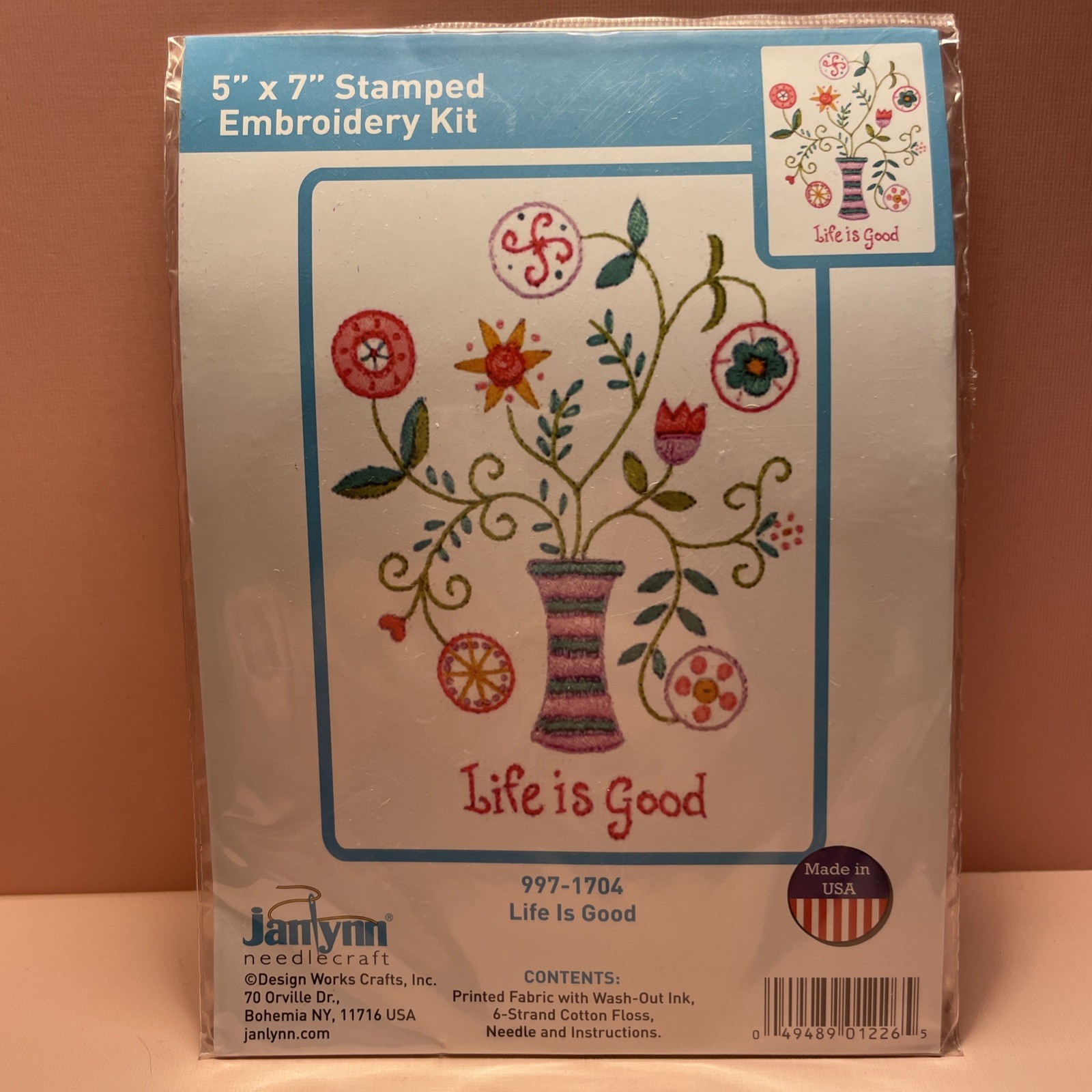 Unopened Janlynn Sew Simple Embroidery Kit Life Is Good #997-1704 USA New 5”x 7” Unopened Janlynn Sew Simple Embroidery Kit Life Is Good #997-1704 USA New 5”x 7”