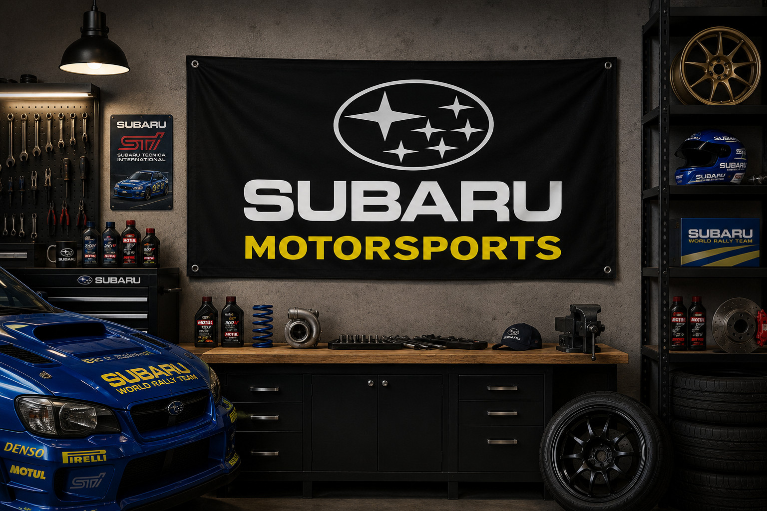 Subaru Motorsport Wall Flag 3x5ft Polyester Garage Decors