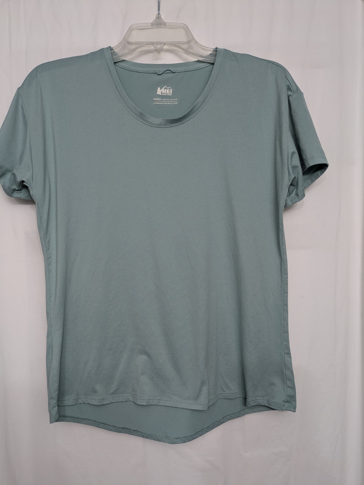 REI Co-op Women\'s Medium Active Tee Shirt Green Moisture Wicking Stretch Hiking