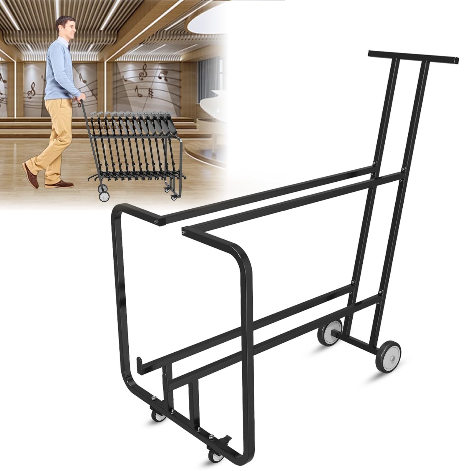 Music Stand Cart with Wheels, Portable Metal Music Rack Stand Dolly Music Stand Cart with Wheels, Portable Metal Music Rack Stand Dolly