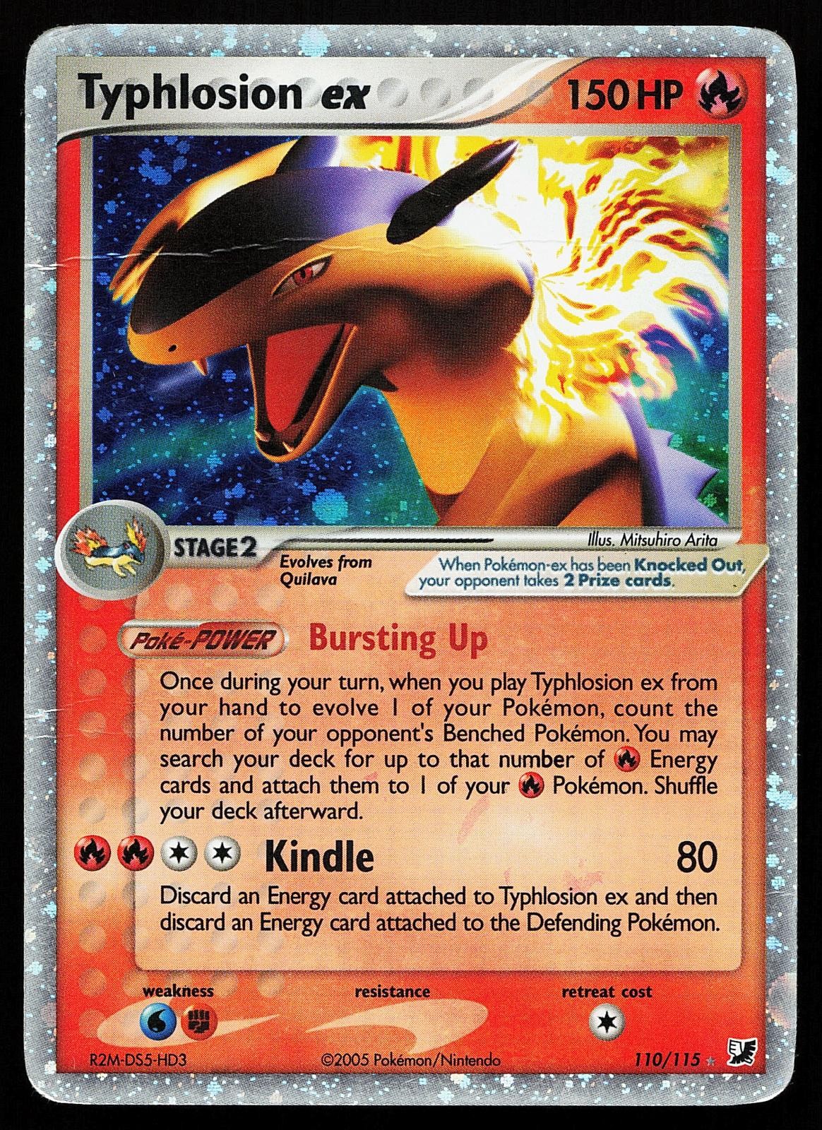 Typhlosion ex 110/115 Holo Rare Unseen Forces Pokemon Card CREASED