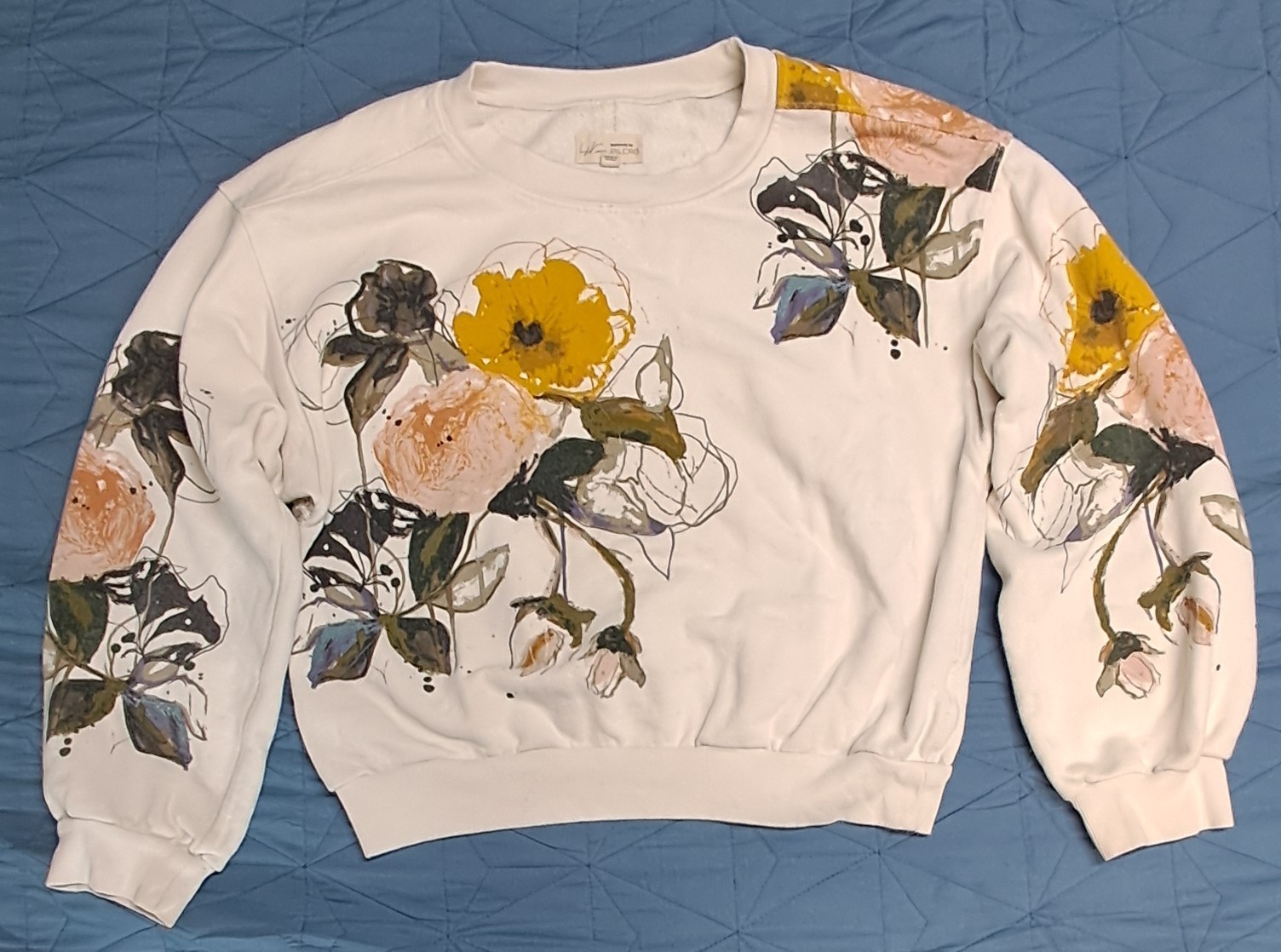 Leigh Viner for Pilcro Anthropologie Niki Bubble Floral Sweatshirt Womens M