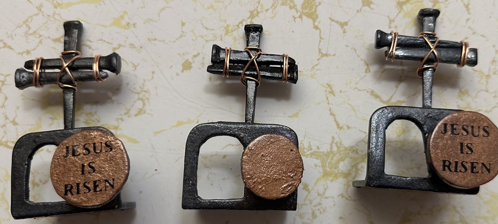 empty tomb and 3 nails cross tabletop symbol of our Lords resurrection 4\ empty tomb and 3 nails cross tabletop symbol of our Lords resurrection 4\