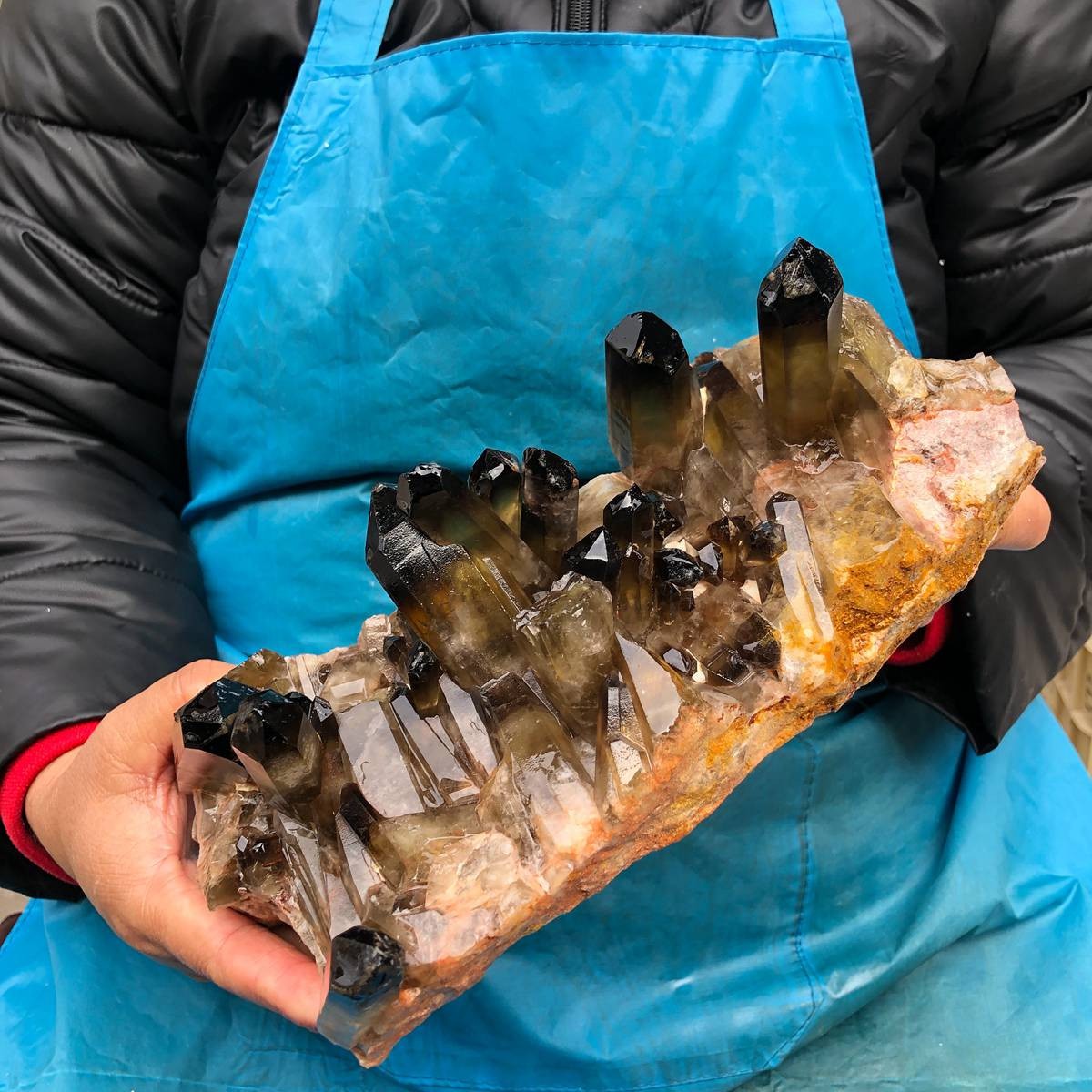 4.79LB Natural Black Quartz Crystal Cluster Specimen Healing 3082