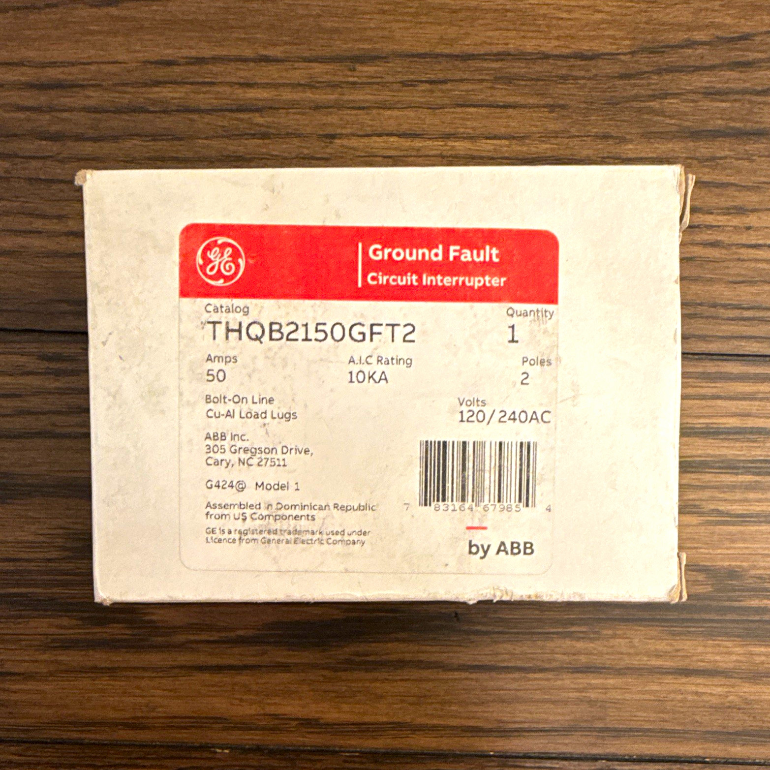 GE THQB2150GFT2 GFI Circuit Breaker 50A 2-Pole Bolt-On 120/240VAC GE THQB2150GFT2 GFI Circuit Breaker 50A 2-Pole Bolt-On 120/240VAC