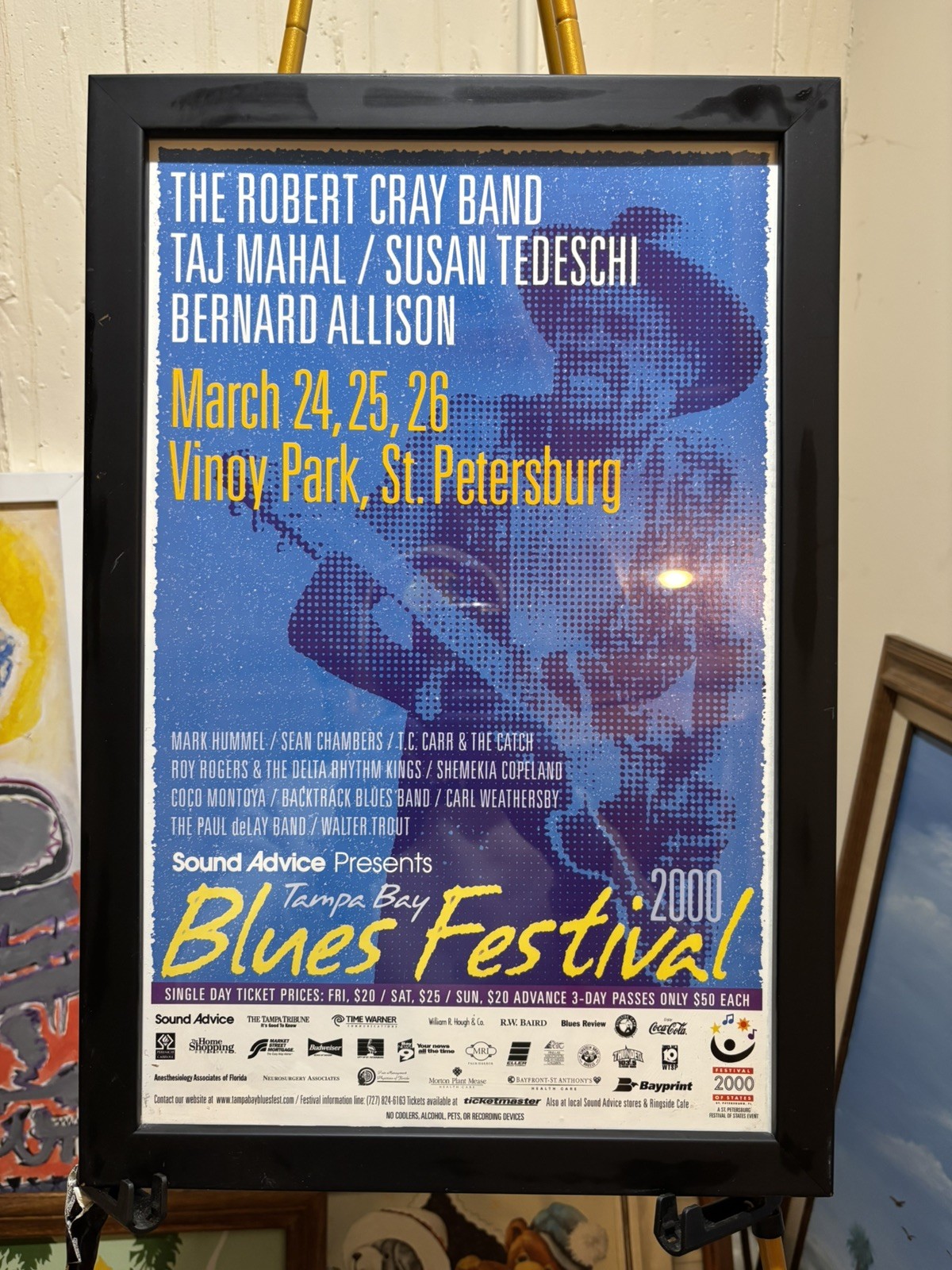 2000 Tampa Bay Blues Festival Poster Robert Cray Taj Mahal Susan Tedeschi Framed