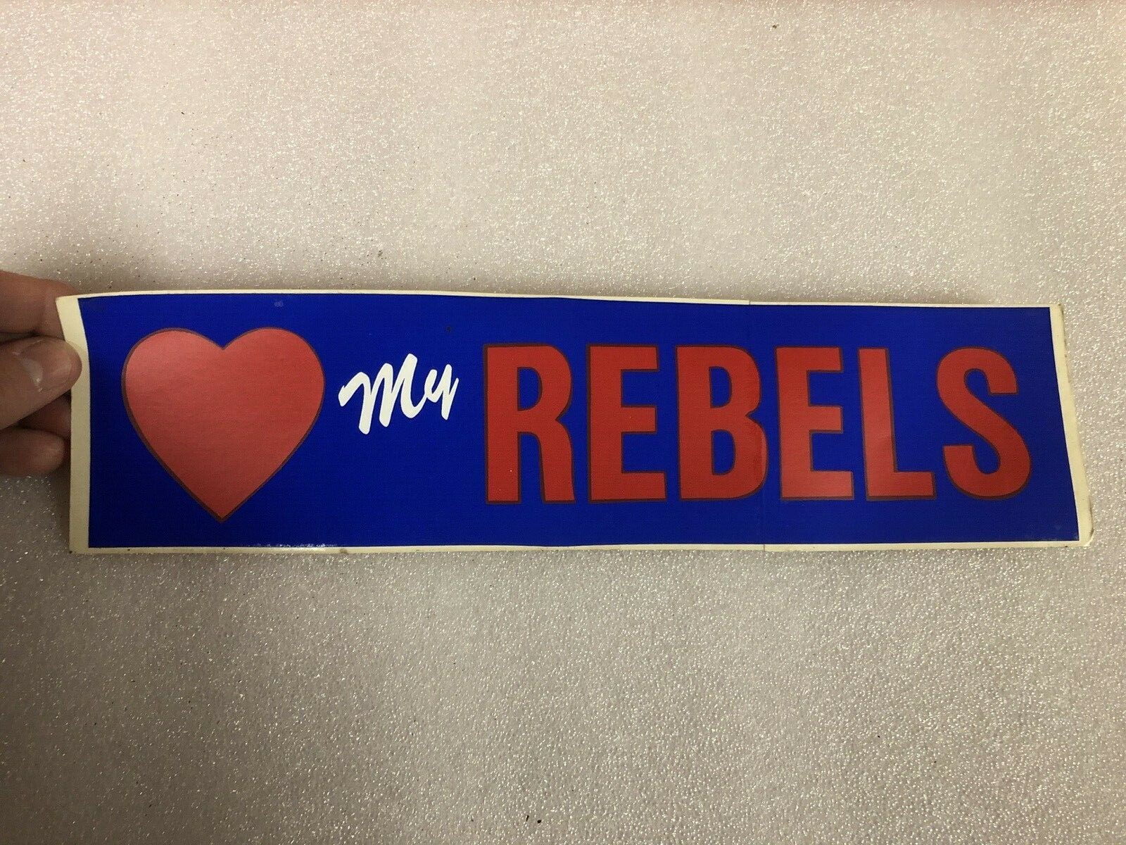 Vintage OLE MISS bumper sticker LOVE MY REBELS 1960s-70s Mississippi very old Vintage OLE MISS bumper sticker LOVE MY REBELS 1960s-70s Mississippi very old
