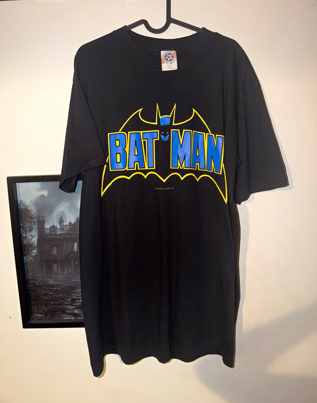 Vintage 1988 Screen Stars Batman DC Comics Graphic Print Black Tee L Vintage 1988 Screen Stars Batman DC Comics Graphic Print Black Tee L