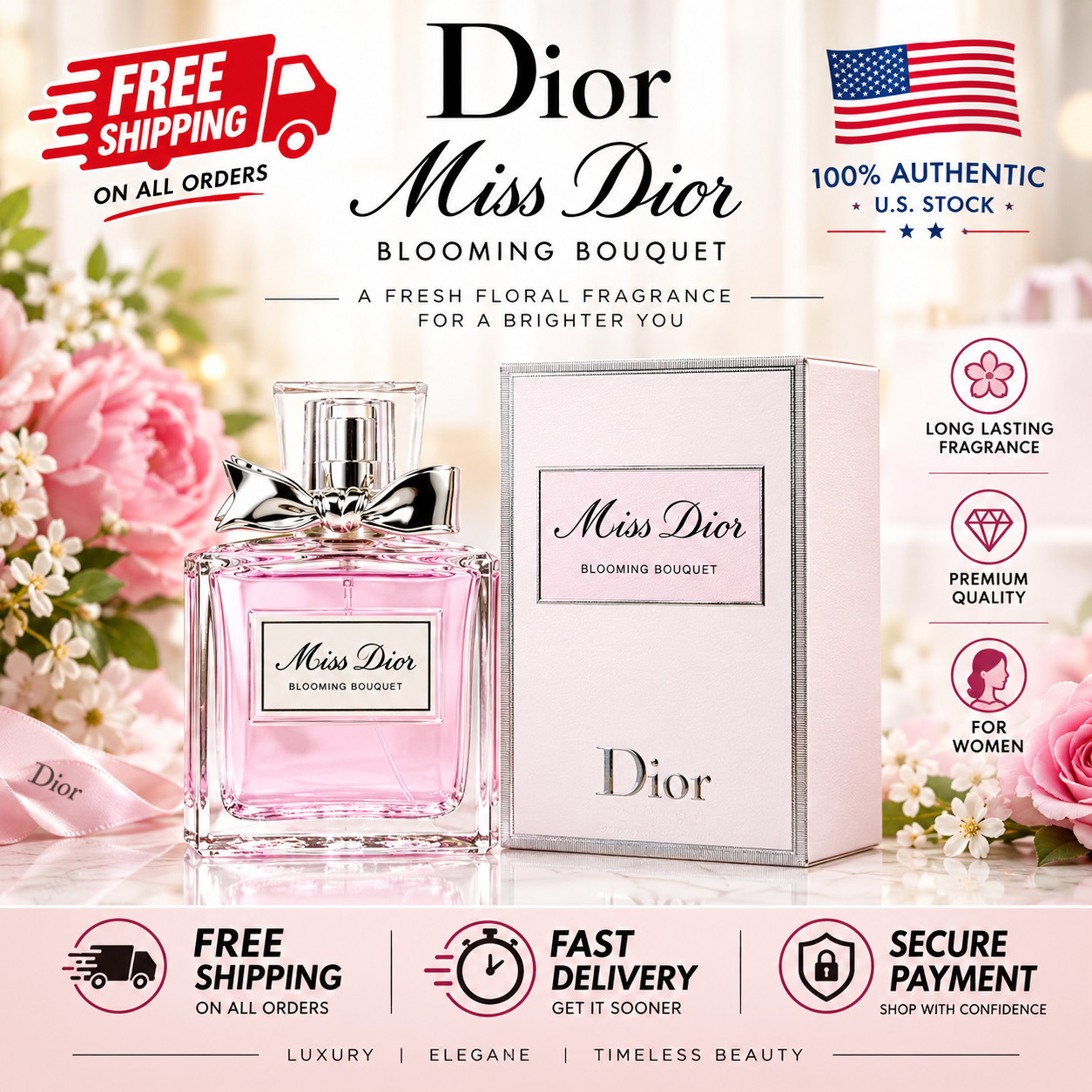 New Miss Dior Blooming Bouquet EDT Spray 3.4oz 100ml Women’s Perfume New