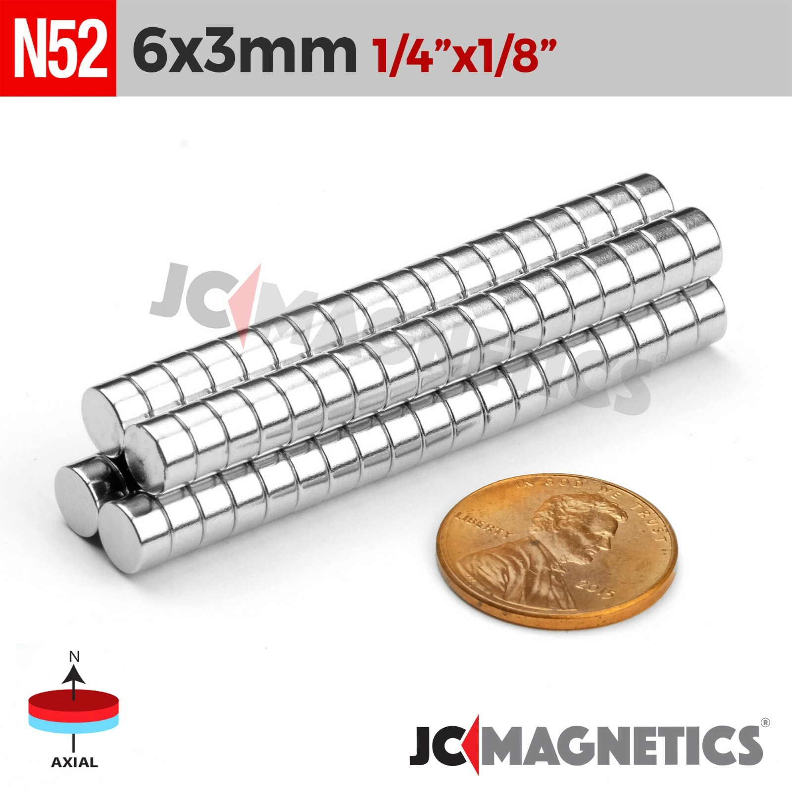 6mm x 3mm N52 Rare Earth Neodymium Magnet Discs 6x3mm