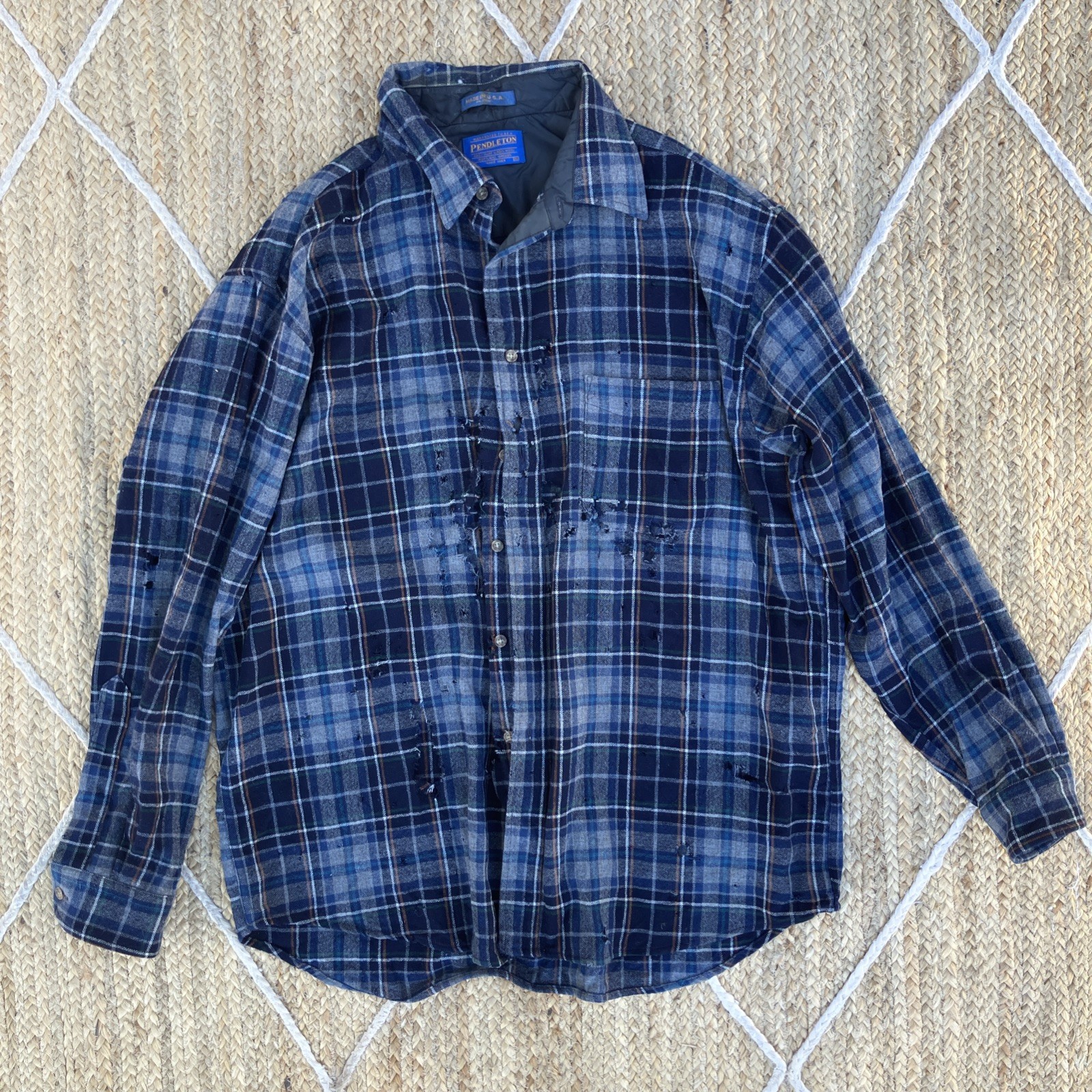 Vintage Beautifully Distressed Pendleton Made In USA As Is Vintage Wool Vintage Beautifully Distressed Pendleton Made In USA As Is Vintage Wool
