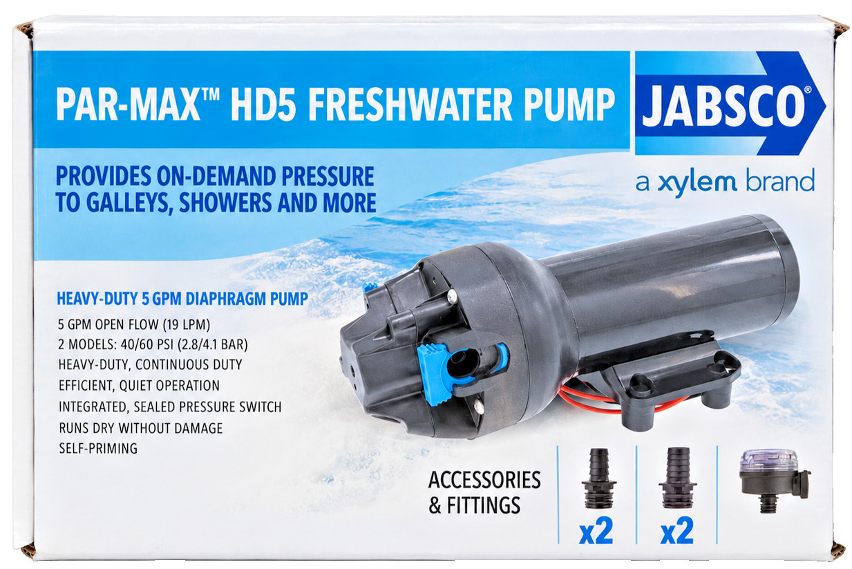 Jabsco P501J-115S-3A Par-Max HD5 12V 5 GPM 40 PSI Freshwater Pump NEW