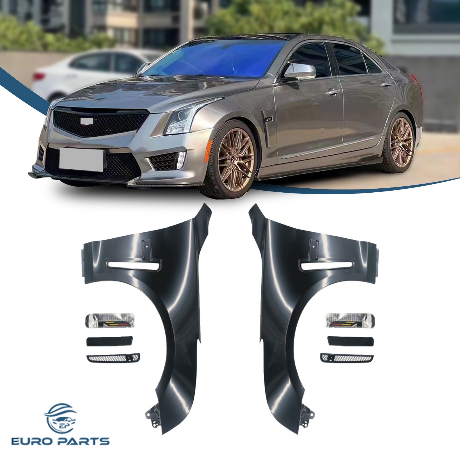 For 2014-2019 Cadillac ATS Upgrade ATS-V Style Primed Black LH RH Side Fenders