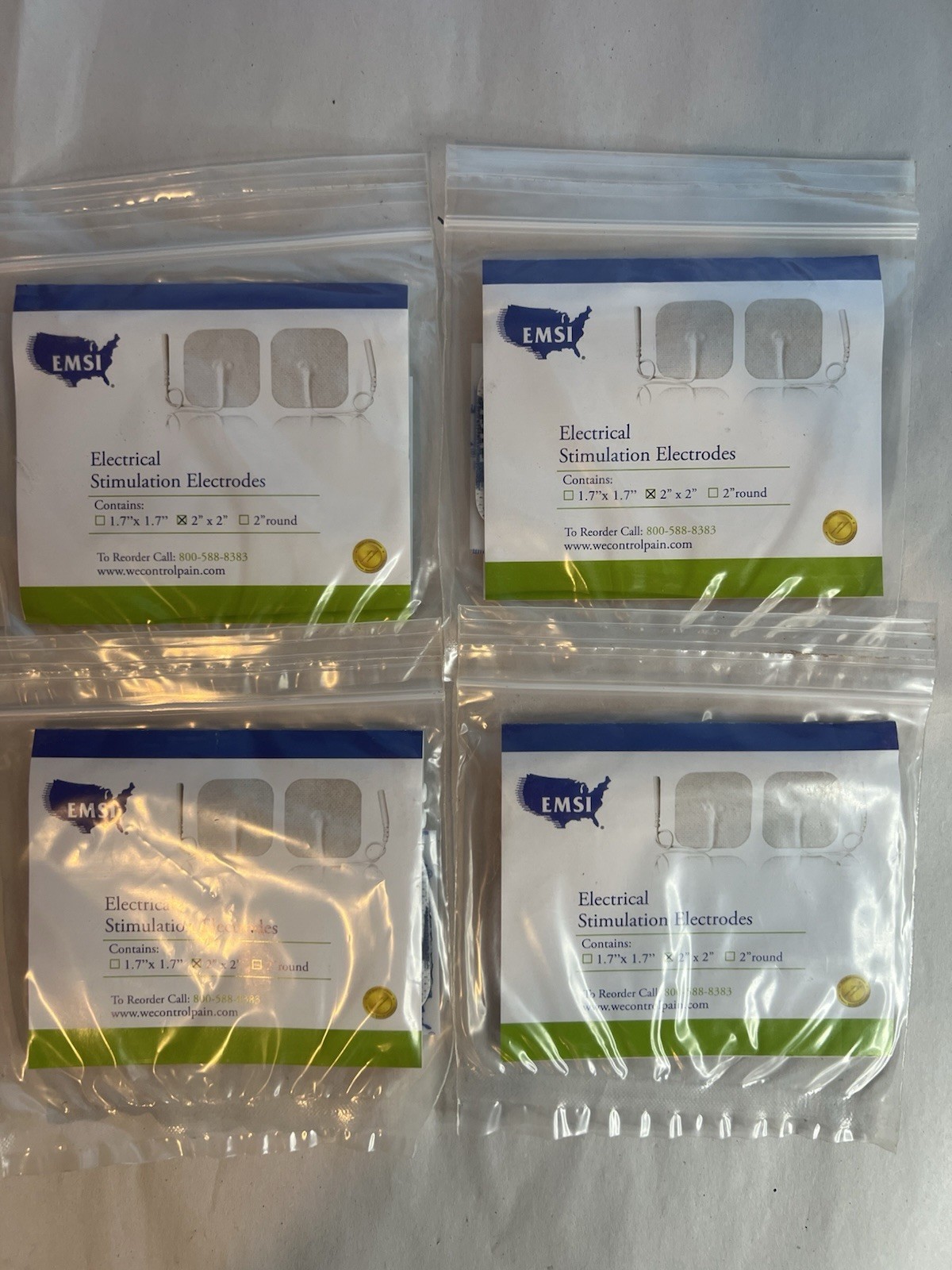 4 Pack TENS EMS Electrode Pads 2” x 2” NEW Sealed 4 Pack TENS EMS Electrode Pads 2” x 2” NEW Sealed