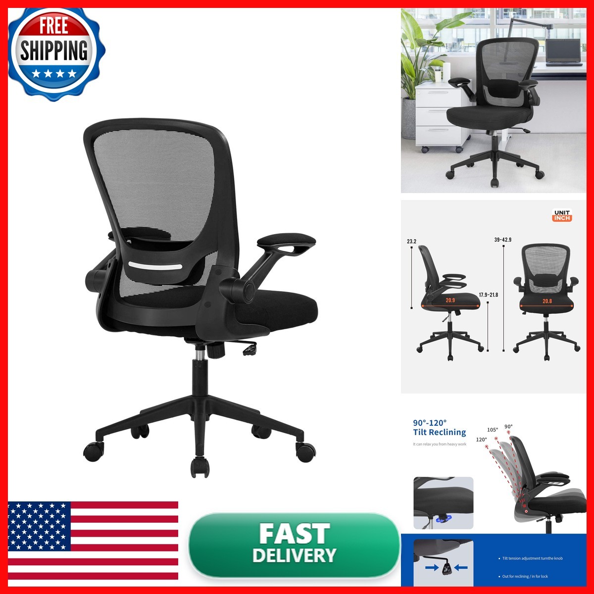 BestOffice Ergonomic Office Chair Mesh Black BestOffice Ergonomic Office Chair Mesh Black