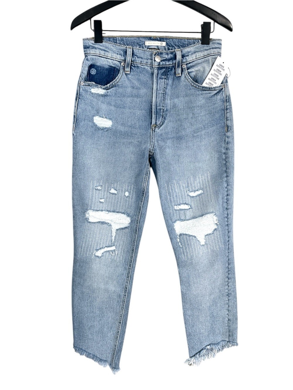 NWT Socialite High Rise Distressed Raw Hem Cropped Ankle Jeans Size 27