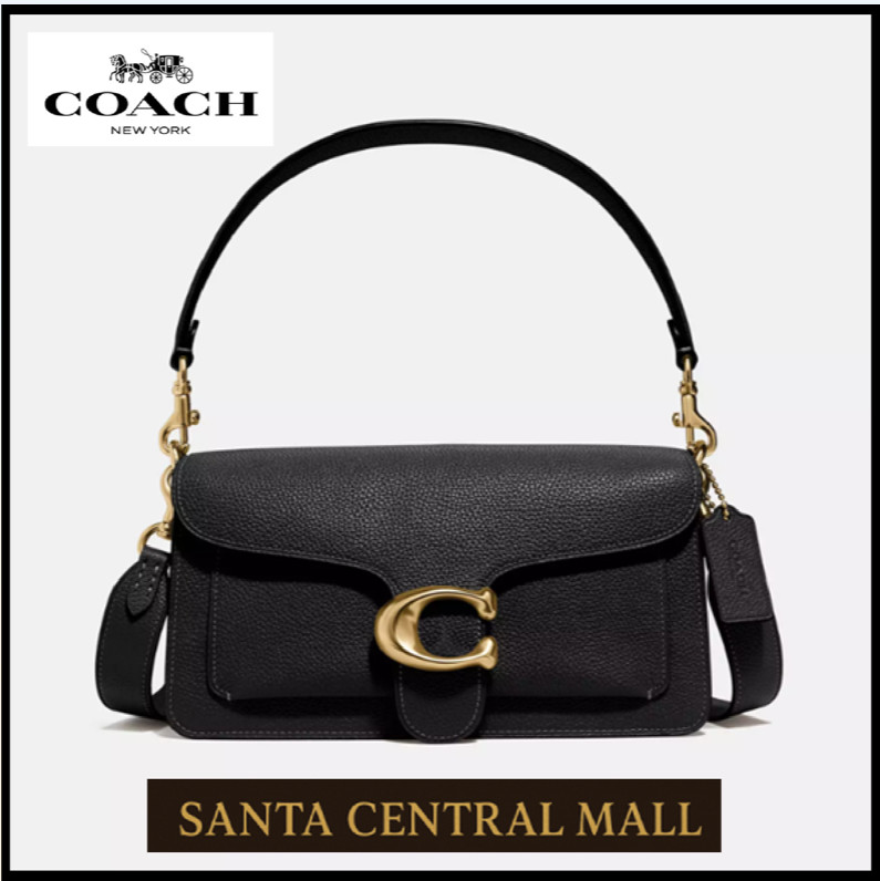 COACH CH857 Tabby Shoulder Bag 26 Polished Pebble Leather Black Gold Outlet SMM