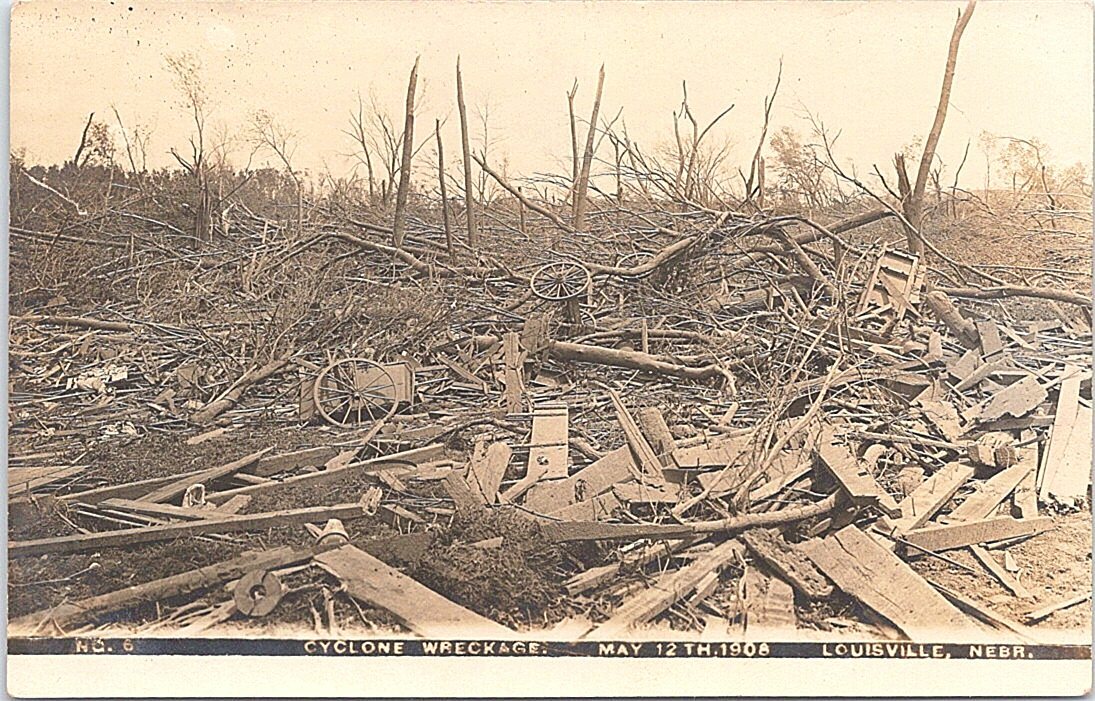 RPPC Louisville Nebraska Disaster 1908 Cyclone Wreckage 