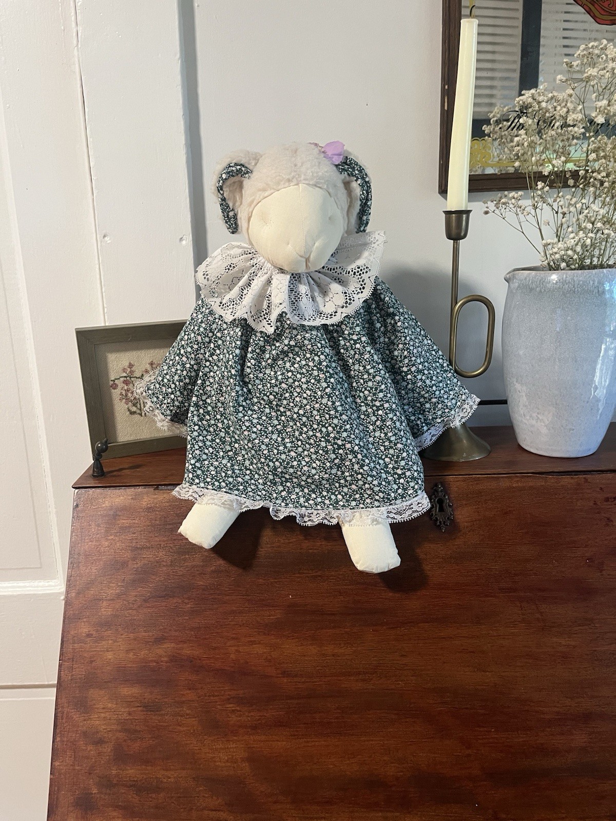 Vintage handmade sleepy lamb plush Vintage handmade sleepy lamb plush