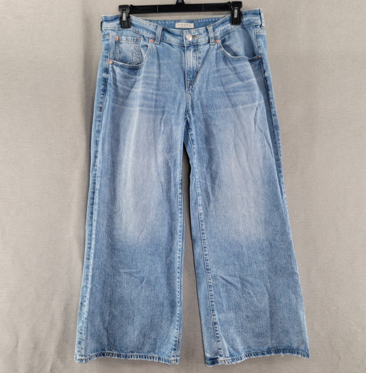 Festi Womens Jeans Torrid Super Wide Leg Light Wash Relaxed Baggy Denim Size 14R