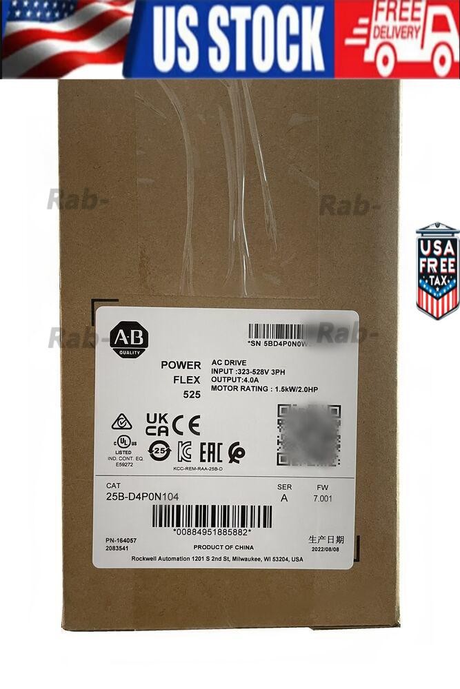 New Original Allen-Bradley 25B-D4P0N104 PowerFlex 525 AC Drive Factory Seal