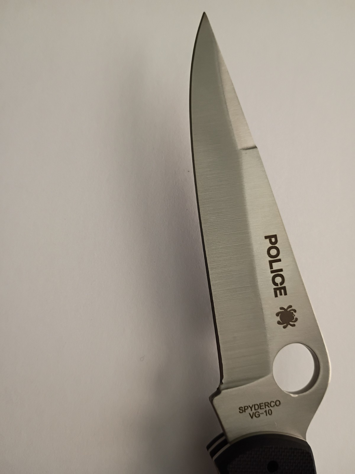 Spyderco Police Pocketknife VG-10 Blade G10 Handle Plain Edge Lockback Clip Spyderco Police Pocketknife VG-10 Blade G10 Handle Plain Edge Lockback Clip