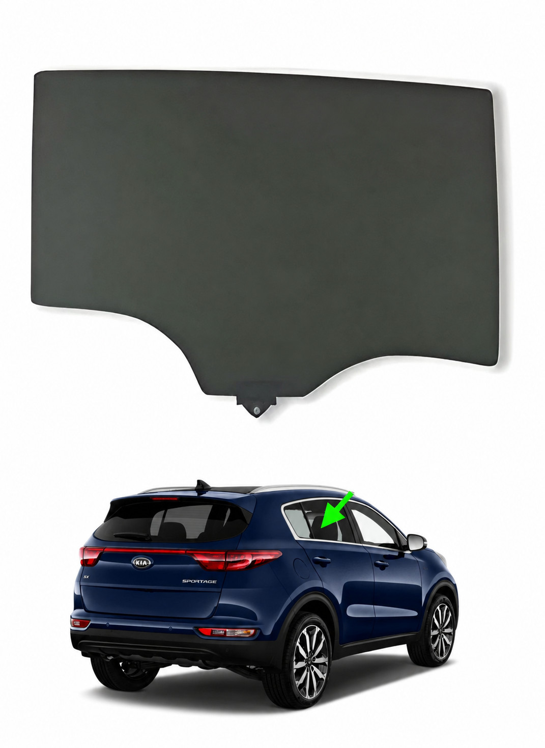 Fits 2016-2022 Kia Sportage Passenger Side Right Rear Door Window Glass Tinted Fits 2016-2022 Kia Sportage Passenger Side Right Rear Door Window Glass Tinted