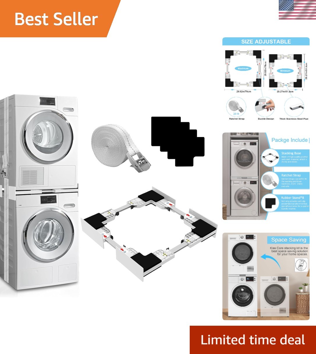 Upgrade Washer Dryer Stacking Kit, Universal Washer Dryer Stacking Kit Adjust...