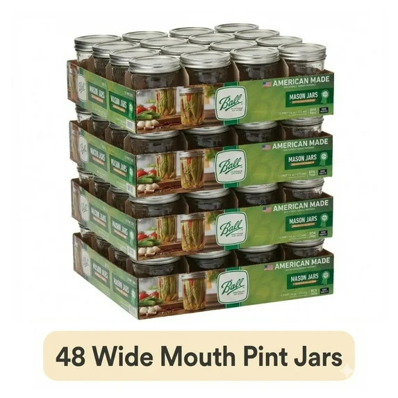 (4 pack) Ball, Glass Mason Jars with Lids & Bands, Wide Mouth, Clear,16 oz,12 CT (4 pack) Ball, Glass Mason Jars with Lids & Bands, Wide Mouth, Clear,16 oz,12 CT