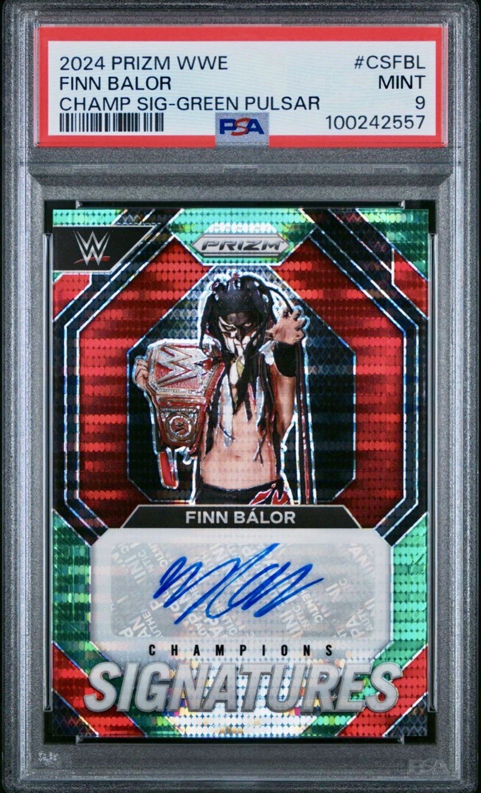 2024 Prizm WWE Finn Balor Champions Signature Green Pulsar /10 PSA 9 🔥