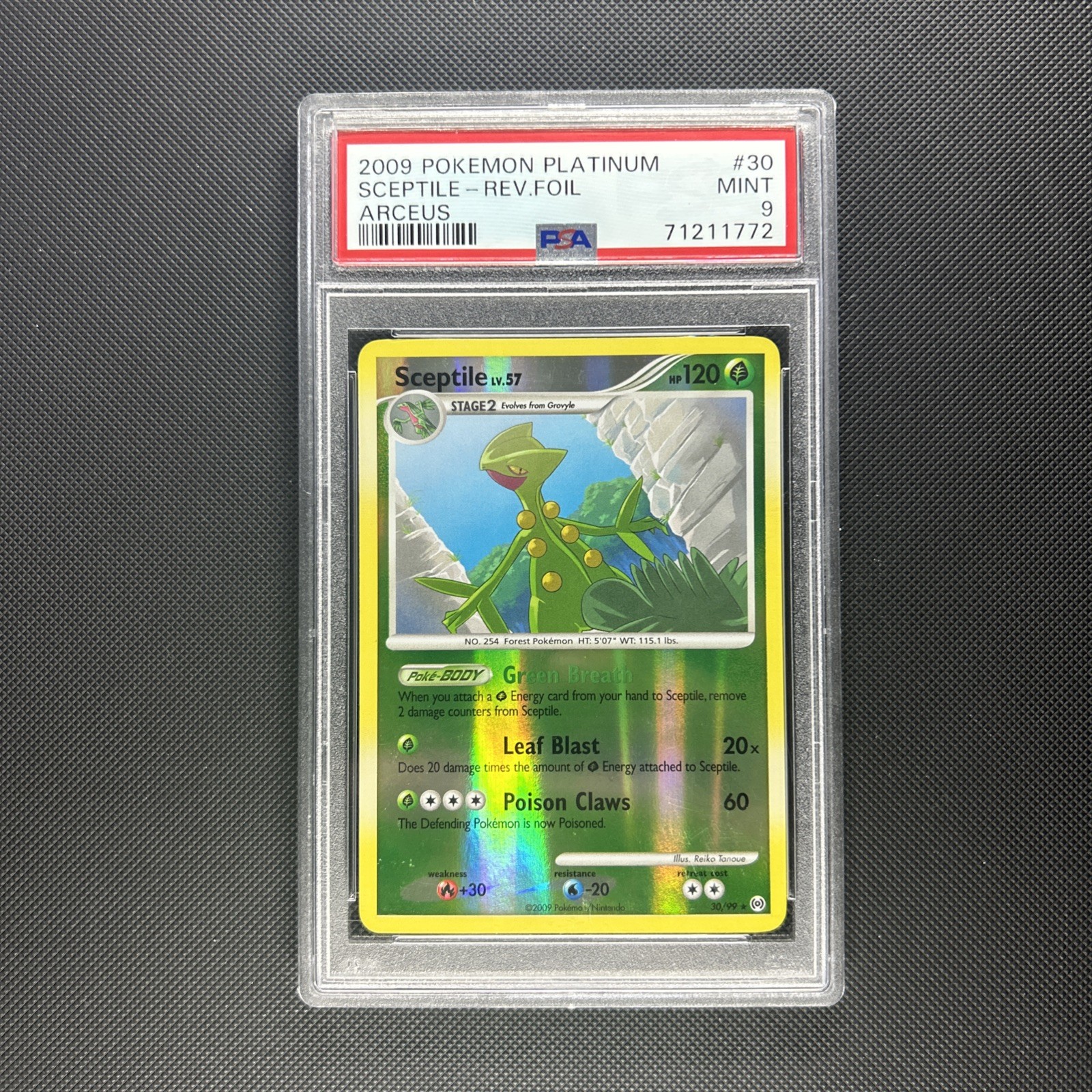 PSA 9 POP 6 POKEMON 2009 Platinum Arceus SCEPTILE Reverse Foil #30 