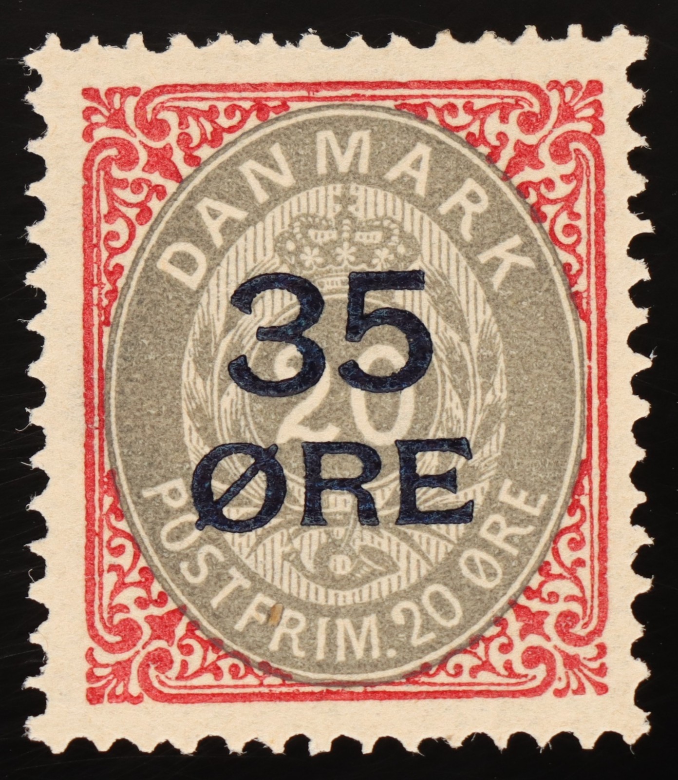 Denmark 1912 35 Øre on 20 Øre AFA 61 Scott 80 Facit 48 Mint Hinged MH