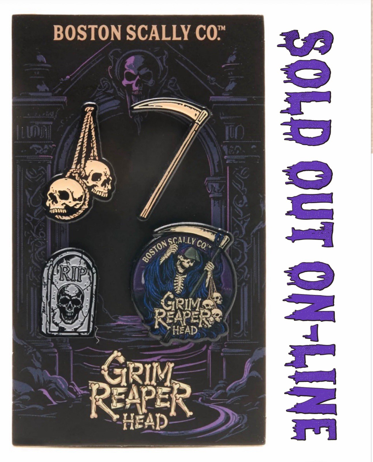 PRESALE Boston Scally Co. The Grim Reaper Head Pin Set SOLD OUT PRESALE Boston Scally Co. The Grim Reaper Head Pin Set SOLD OUT