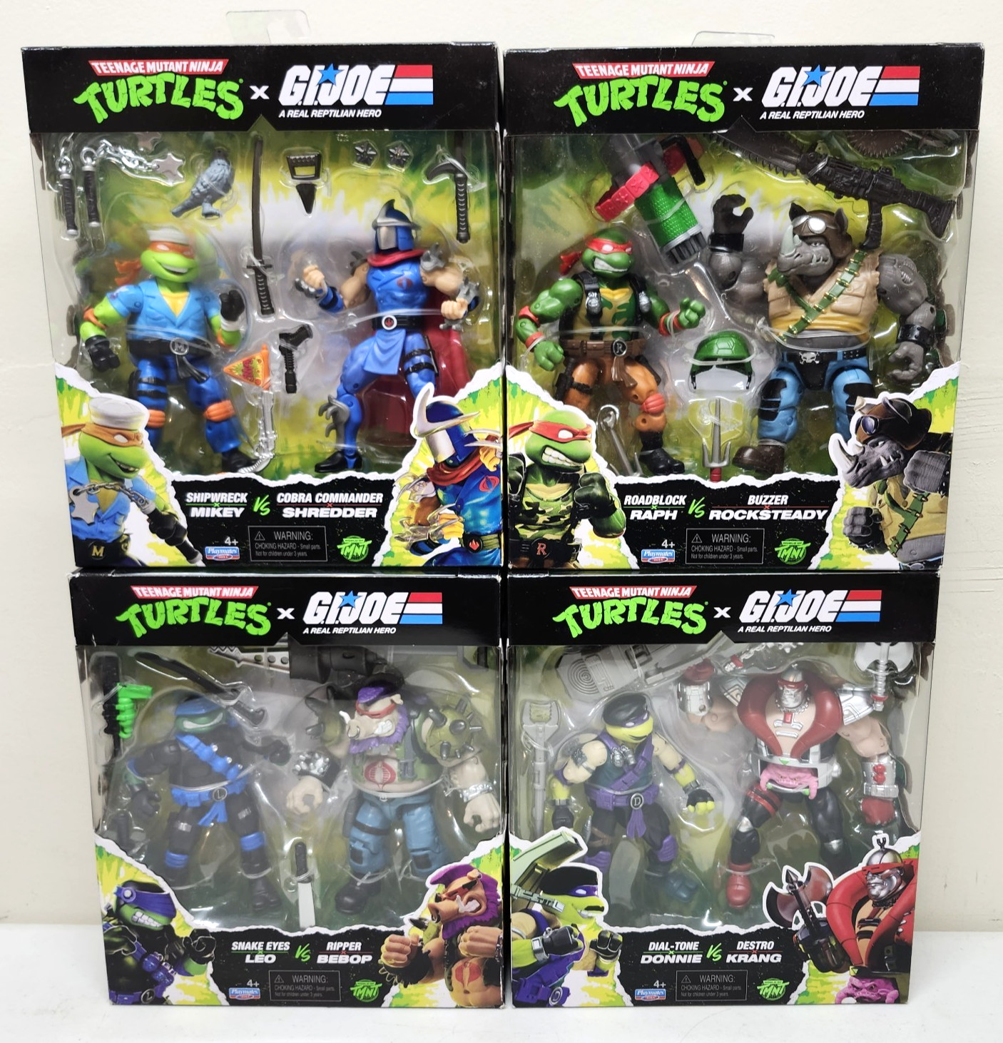 Playmates TMNT x G.I. JOE Mashup Complete Set of 4 Cobra Clash 2-Packs NEW Playmates TMNT x G.I. JOE Mashup Complete Set of 4 Cobra Clash 2-Packs NEW