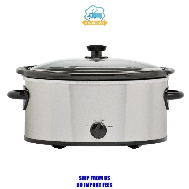 Mainstays 6 Quart Oval Slow Cooker, with Stainless Steel Finish and Glass Lid