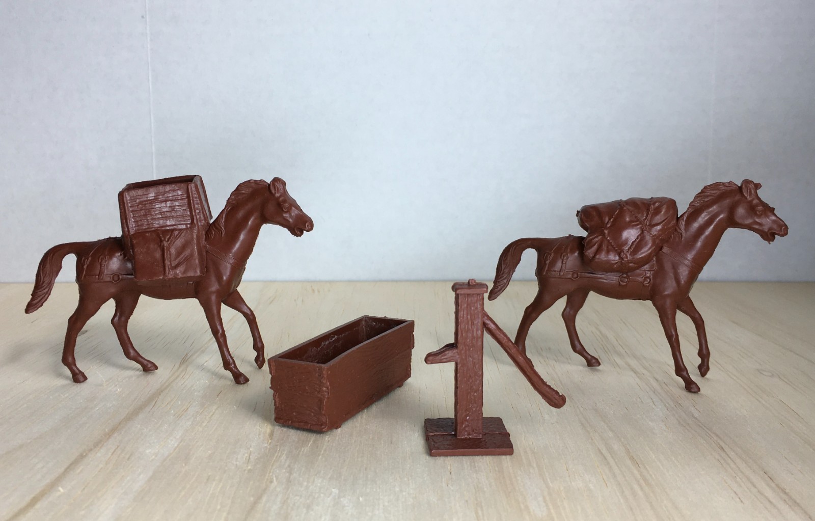Vintage Marx Pack Horses w/ Accessories, 6 Pieces, Fort Apache, Western Playset