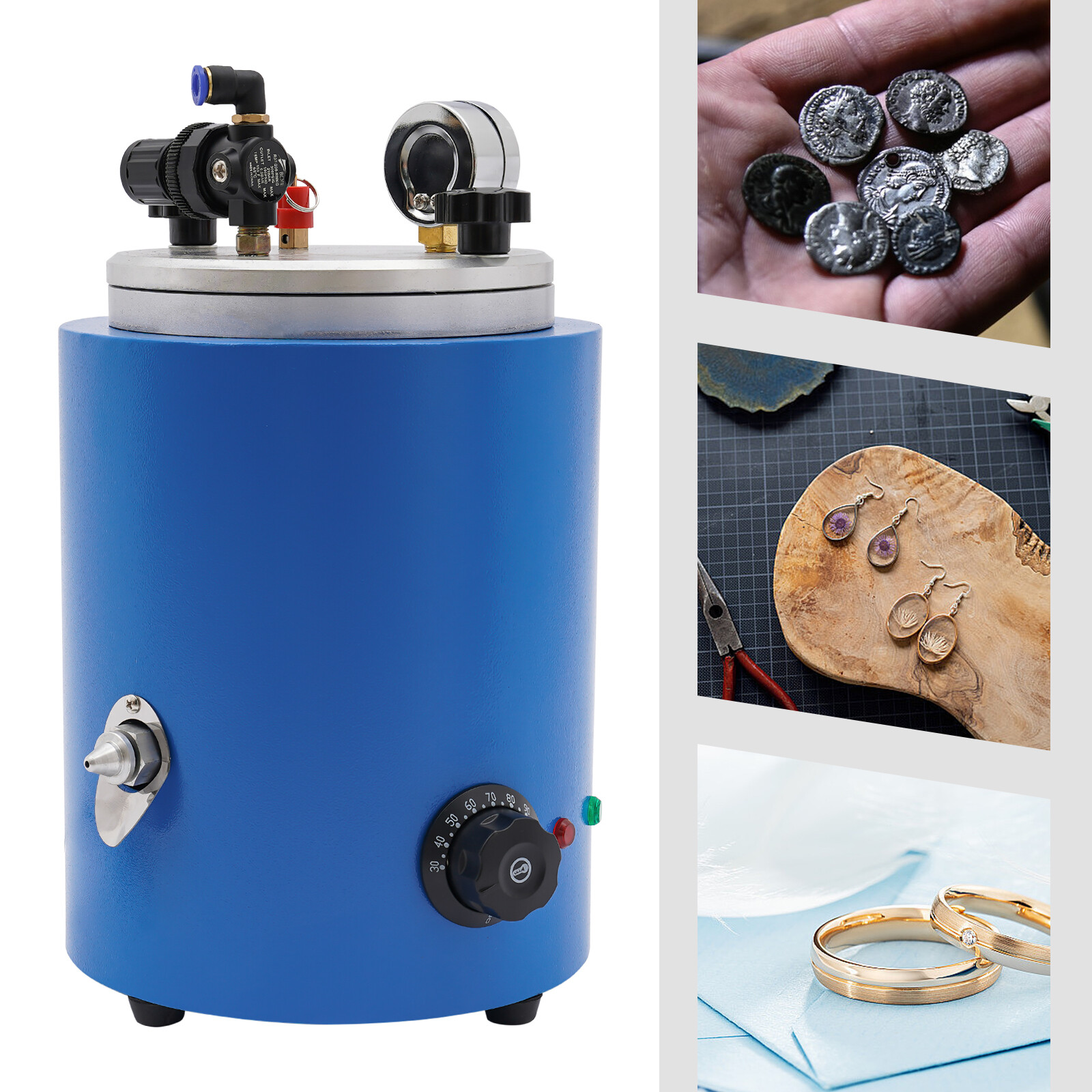 350W Round Wax Injector for Jewelry Making, 2.5kg Capacity, Digital Temp