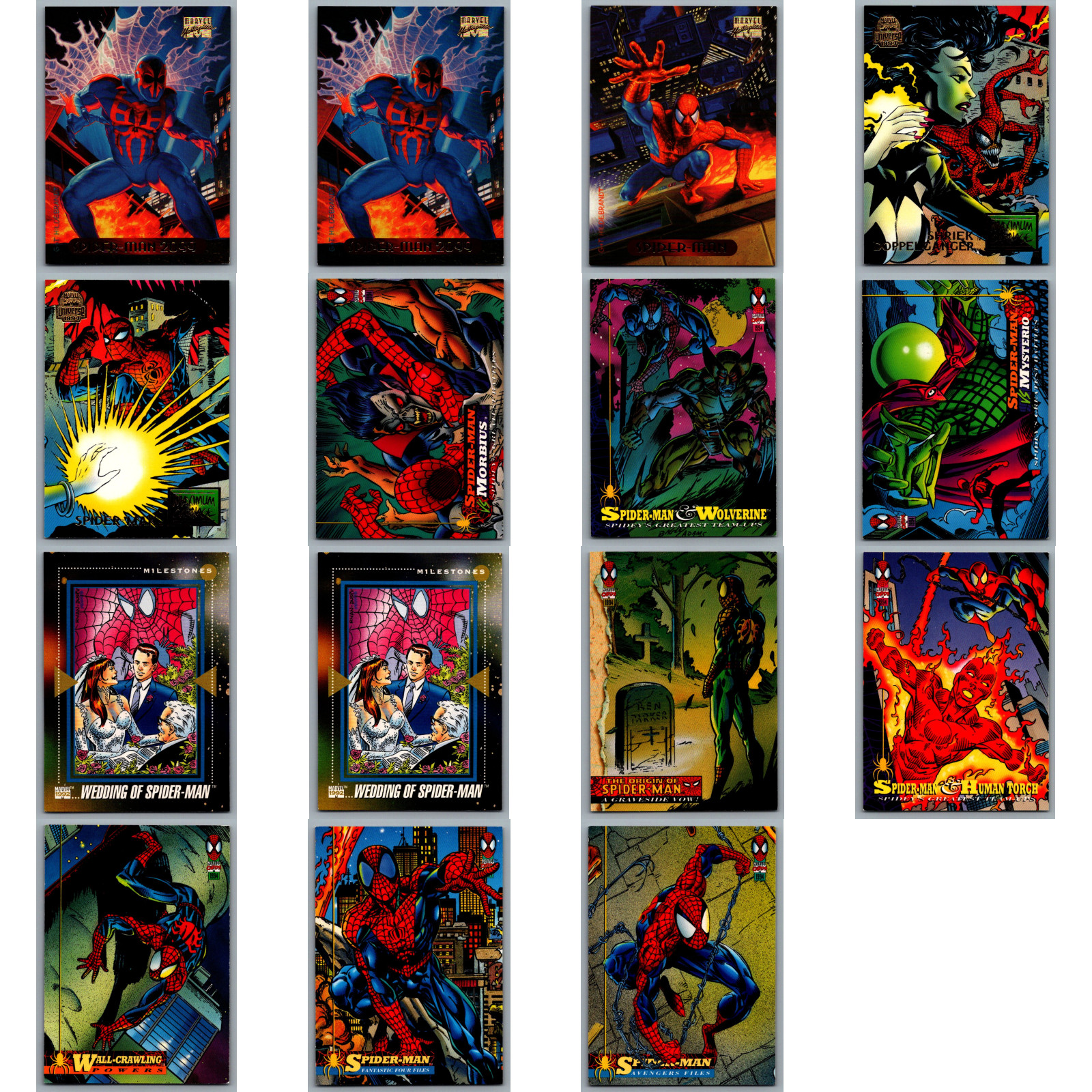 1992-1994 Marvel Spider-Man Trading Card 15 Card Lot Fleer Masterpieces Universe 1992-1994 Marvel Spider-Man Trading Card 15 Card Lot Fleer Masterpieces Universe