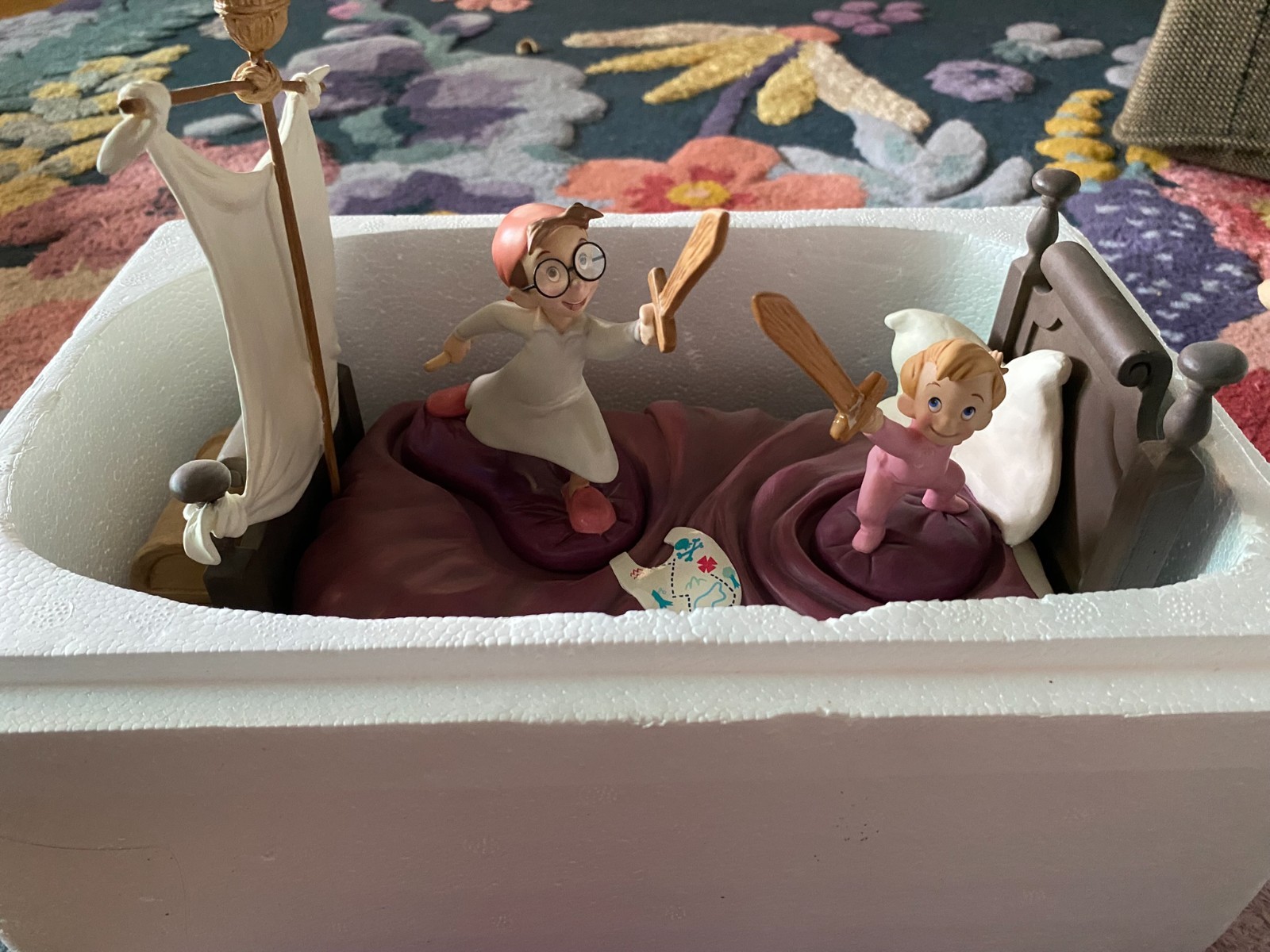 3 WDCC Peter Pan NEVERLAND BED + MICHAEL + JOHN Figurine Lot w/Box + COA - READ 3 WDCC Peter Pan NEVERLAND BED + MICHAEL + JOHN Figurine Lot w/Box + COA - READ