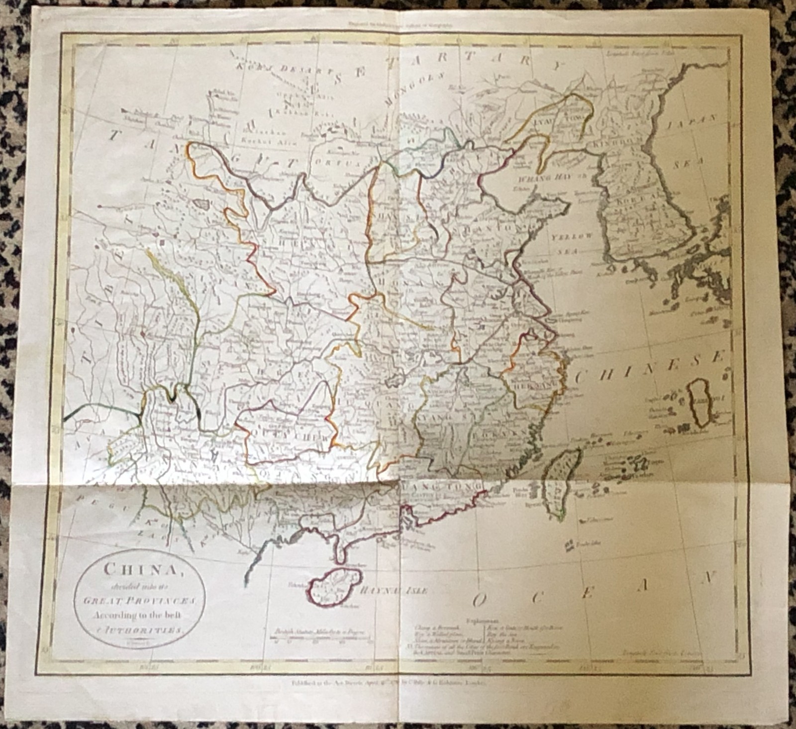 1785 Ancient Map of China Divided Into Great Provinces