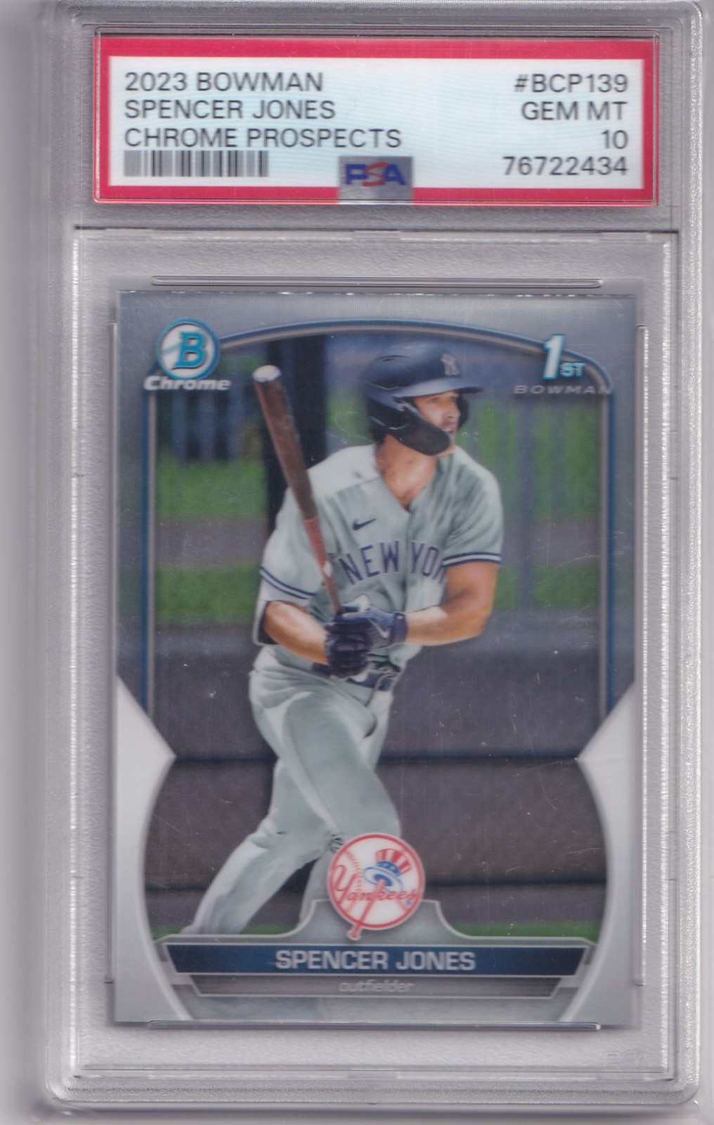 2023 Bowman Chrome Spencer Jones 1st Bowman BCP-139 PSA 10 GEM MT Yankees 2023 Bowman Chrome Spencer Jones 1st Bowman BCP-139 PSA 10 GEM MT Yankees