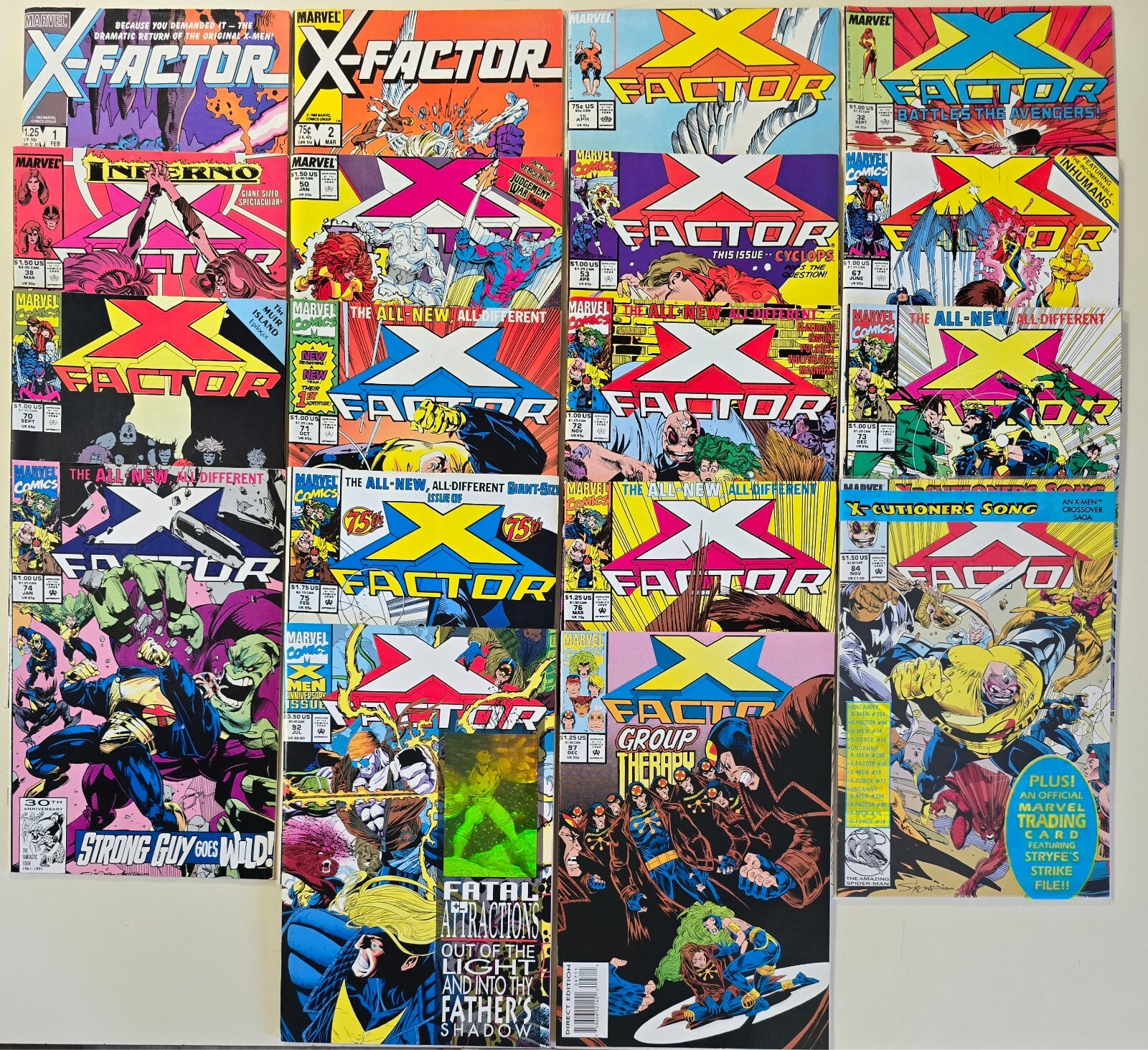 X-Factor Comic Marvel #1, 2, 15, 32, 38, 50, 53, 67, 70-76, 84, 92, 97 Mixed Lot